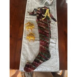 Katherine's Collection Wayne Kleski Christmas Stocking ribbon woven 24” velvet